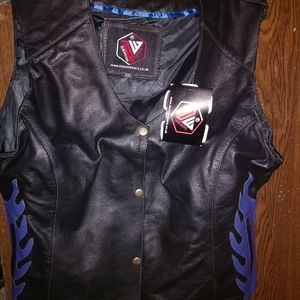 Women's black leather vest